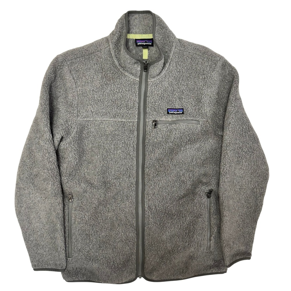Patagonia Womens Retro Pile Jacket Salt Grey Fleece Full Zip L